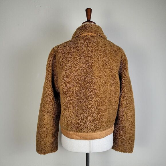 Madewell Jacket Womens Small Portland Sherpa Orange Button Down Boxy - Picture 5 of 8